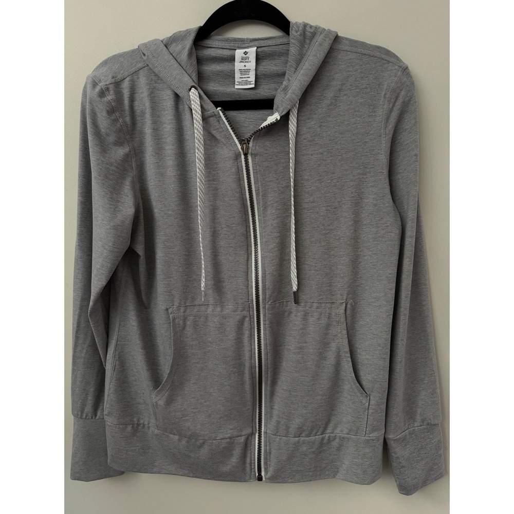 Women's Gray Full Zip Hoodie Super Soft Performance Athleisure Jacket Thumb Hole